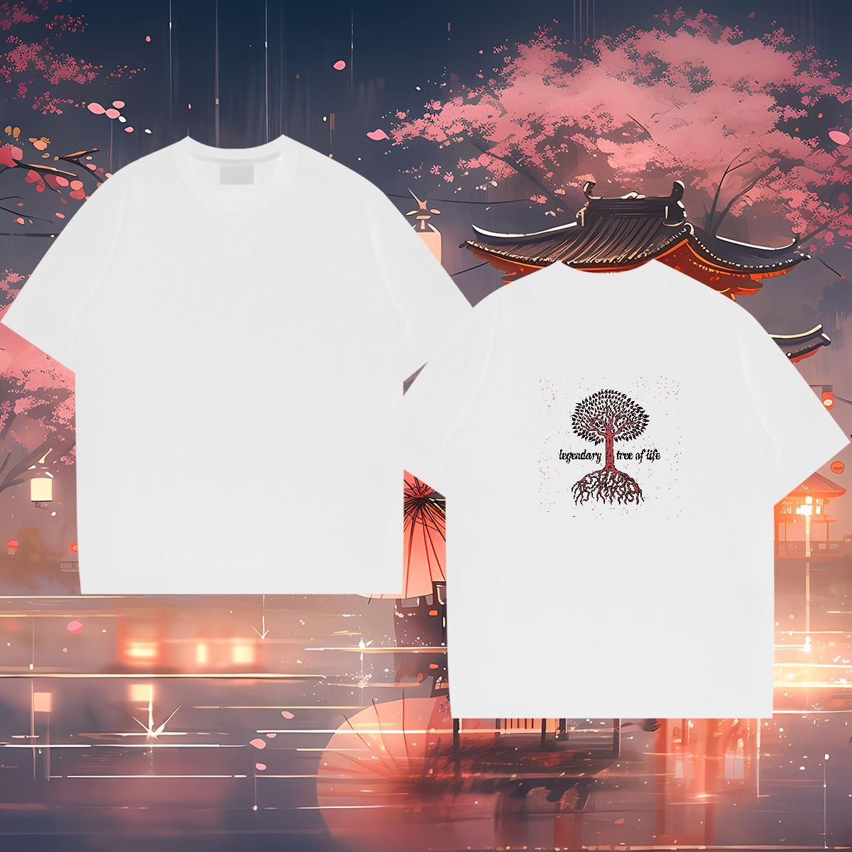 New Designer Men T Shirts 230g 100% Cotton tree Daily Wear Tops Shirt Short Sleeve Soft Cool Design Men Tshirts Custom Printed