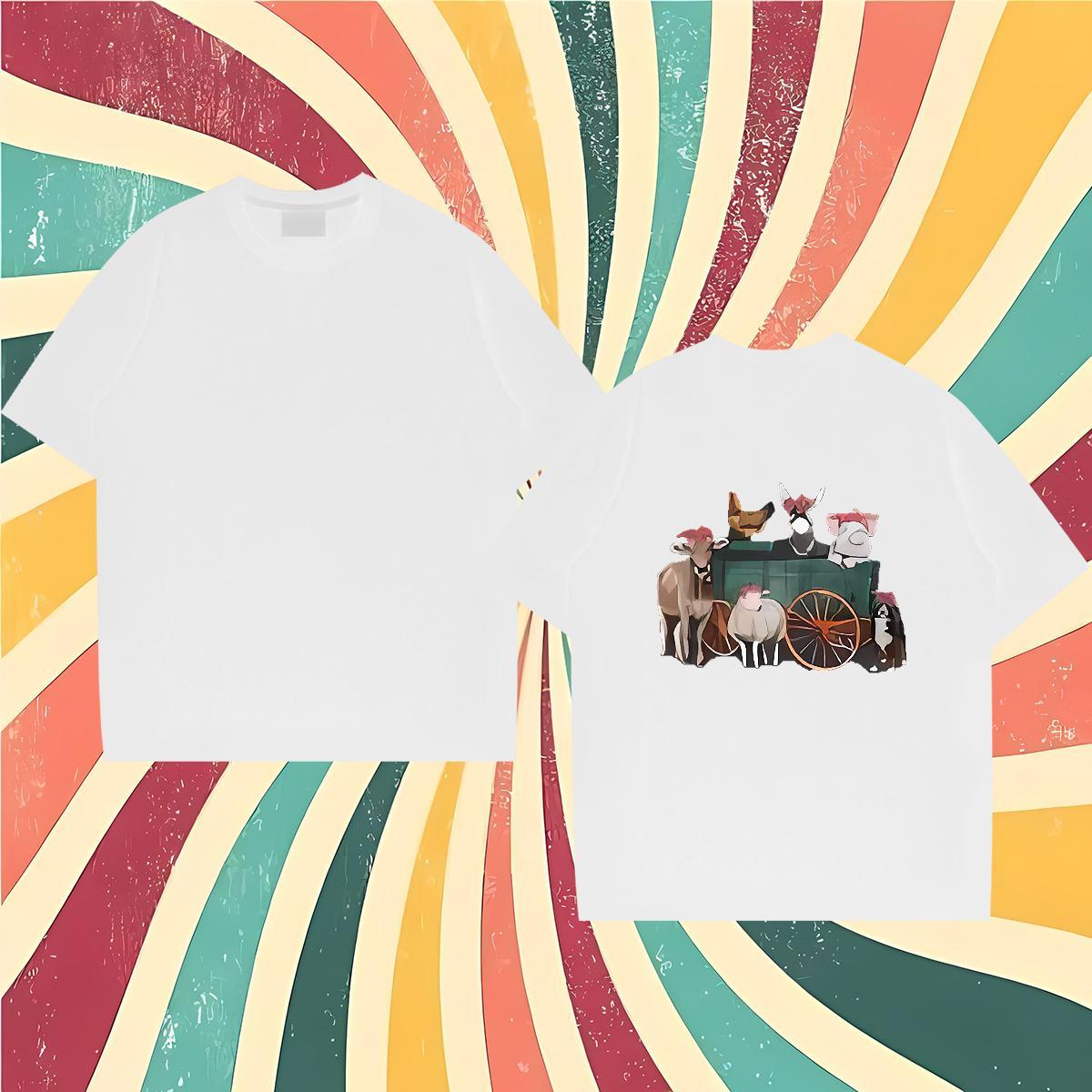 Fashion New T shirt 230g 100% Cotton horse Daily Wear Tops Breathable Short Sleeve Free Shipping Tshirt for Man Woman Plus Size Cartoon