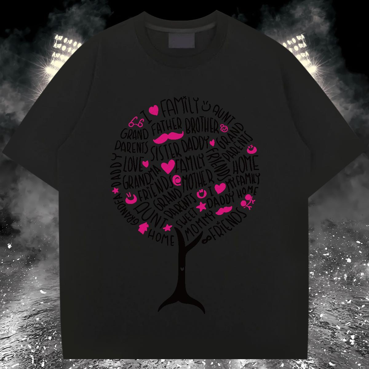 T Shirt For Man 230g Cotton tree Hip Hop Street Crew Neck Floral Print Couples T Shirts Classic TOP Quality Tshirts