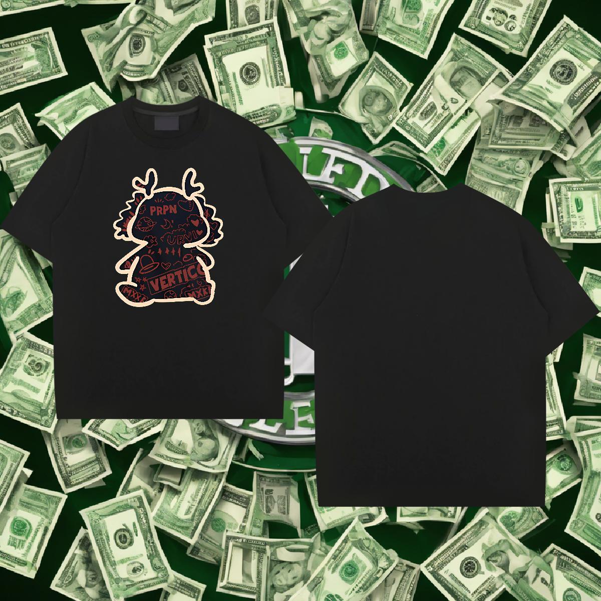 Wholesale T Shirt For Man 230g Cotton dinosaur Summer Casual Tops Shirt Breathable Crew Neck Popular Tshirts Cartoon Printing L-4XL