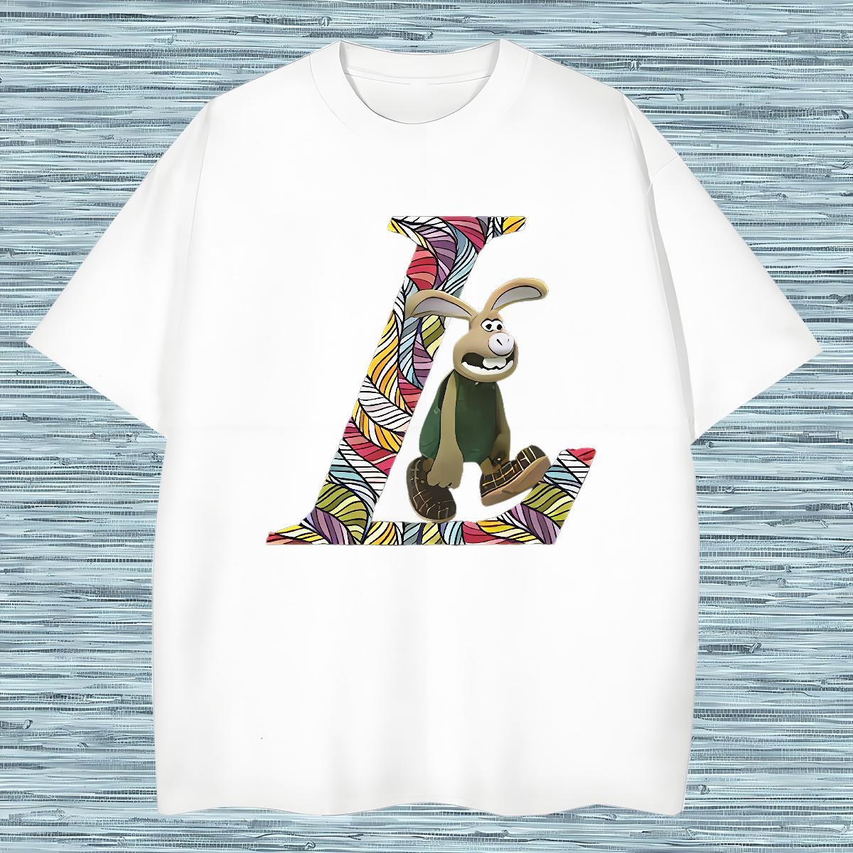 New T Shirt For Man 230g 100% Cotton rabbit Street Casual Tee Shirt Breathable Crew Neck High Quality Men Clothes T-Shirt Black Oversized