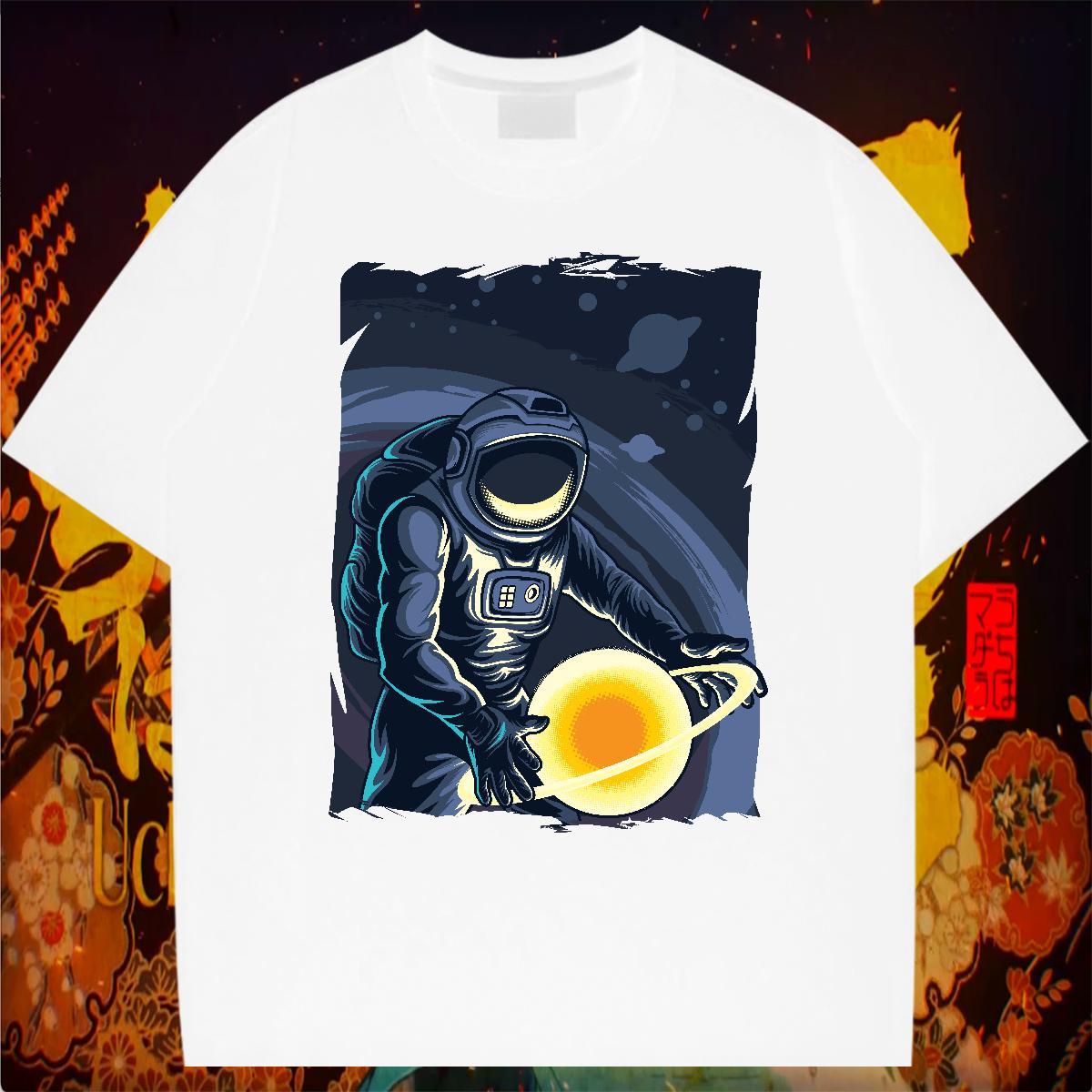 T Shirts Men 230g Cotton universe Street Crew Neck Anime Tshirt for Man Woman 2024 Designer Loose Fit Polos