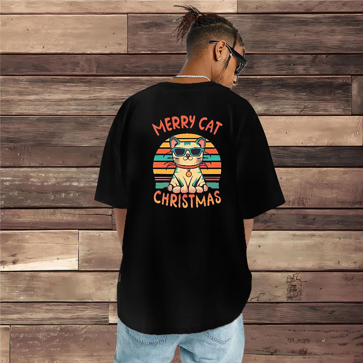 Fashion Design T Shirt For Man 230g 100% Cotton cat Beach Clothings Crew Neck Breathable Unisex Men Tees Custom Print Oversized