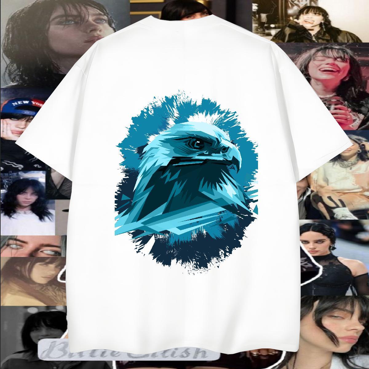 Fashion Casual Man T Shirts 230g Pure Cotton eagle Sport Tops Tees Short Sleeve O-Neck Brand Men Clothes T-Shirt DIY Anime