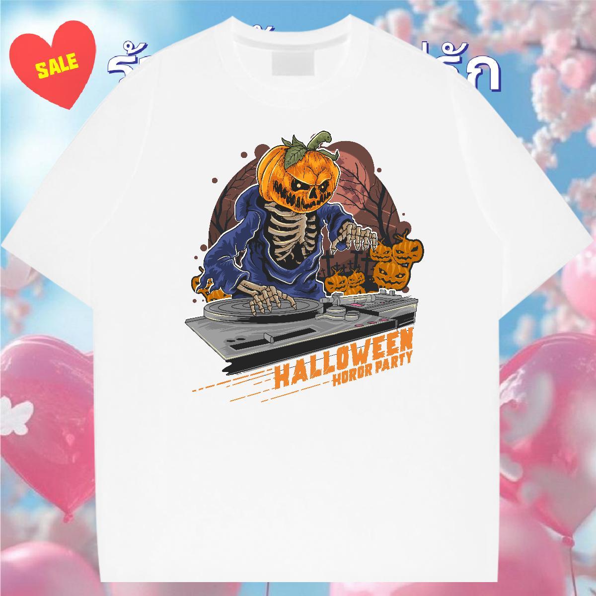 Fashion Casual T Shirts Men 230g Cotton pumpkin Hip Hop Tops Shirt Short Sleeve O-Neck Cool Design Men Tops Tees Cartoon Print