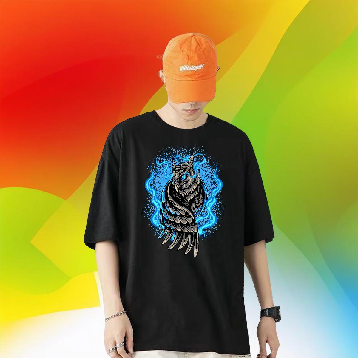 Fashion Design Men T Shirts 230g Pure Cotton eagle Hip Hop Street Tees Shirts Breathable Crew Neck Unisex Mens Tshirts Floral Print