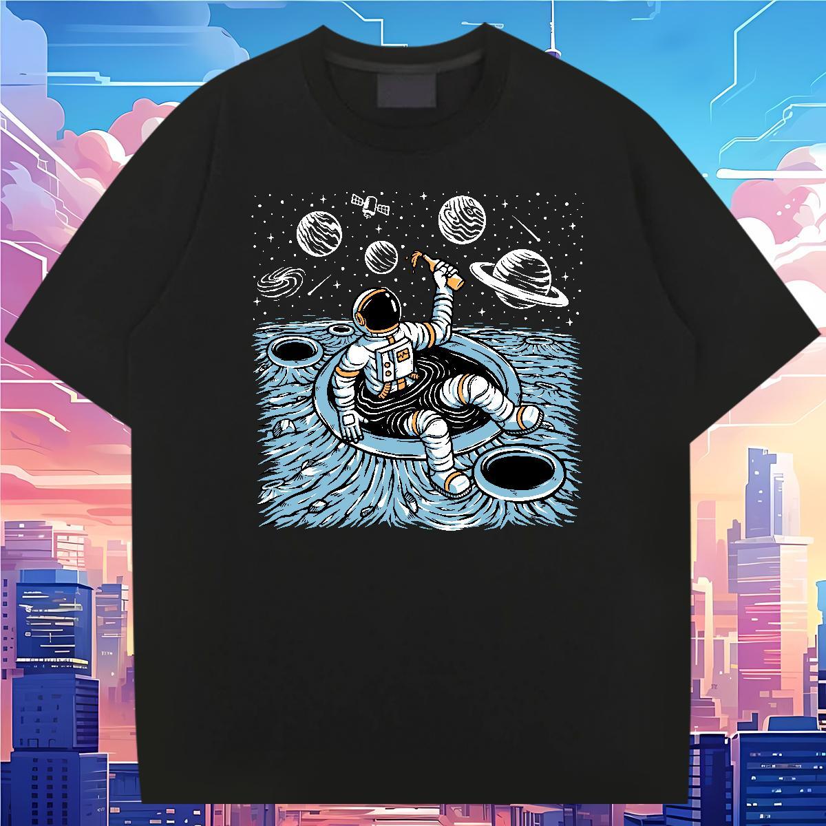 T-Shirts for Men 100% Cotton 230g planet Street Breathable DIY Anime Tshirts New Arrival Soft Wear