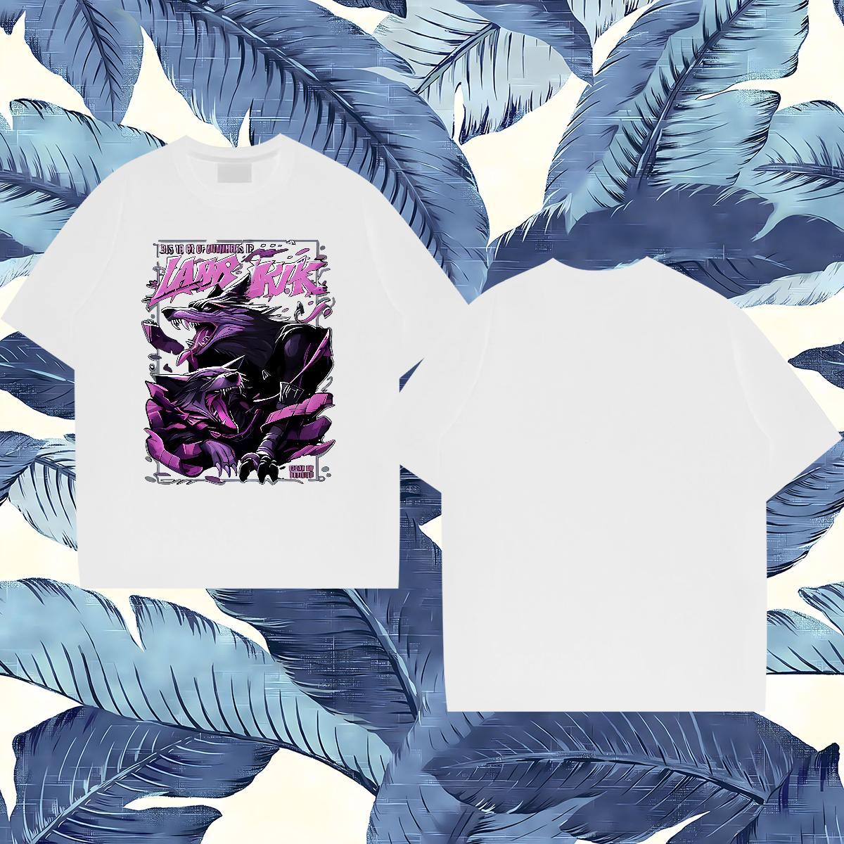 DIY Mens T Shirts 230g Pure Cotton wolf Casual Daily Wear Tshirts Crew Neck Breathable Unisex Men Clothes T-Shirt Graphic