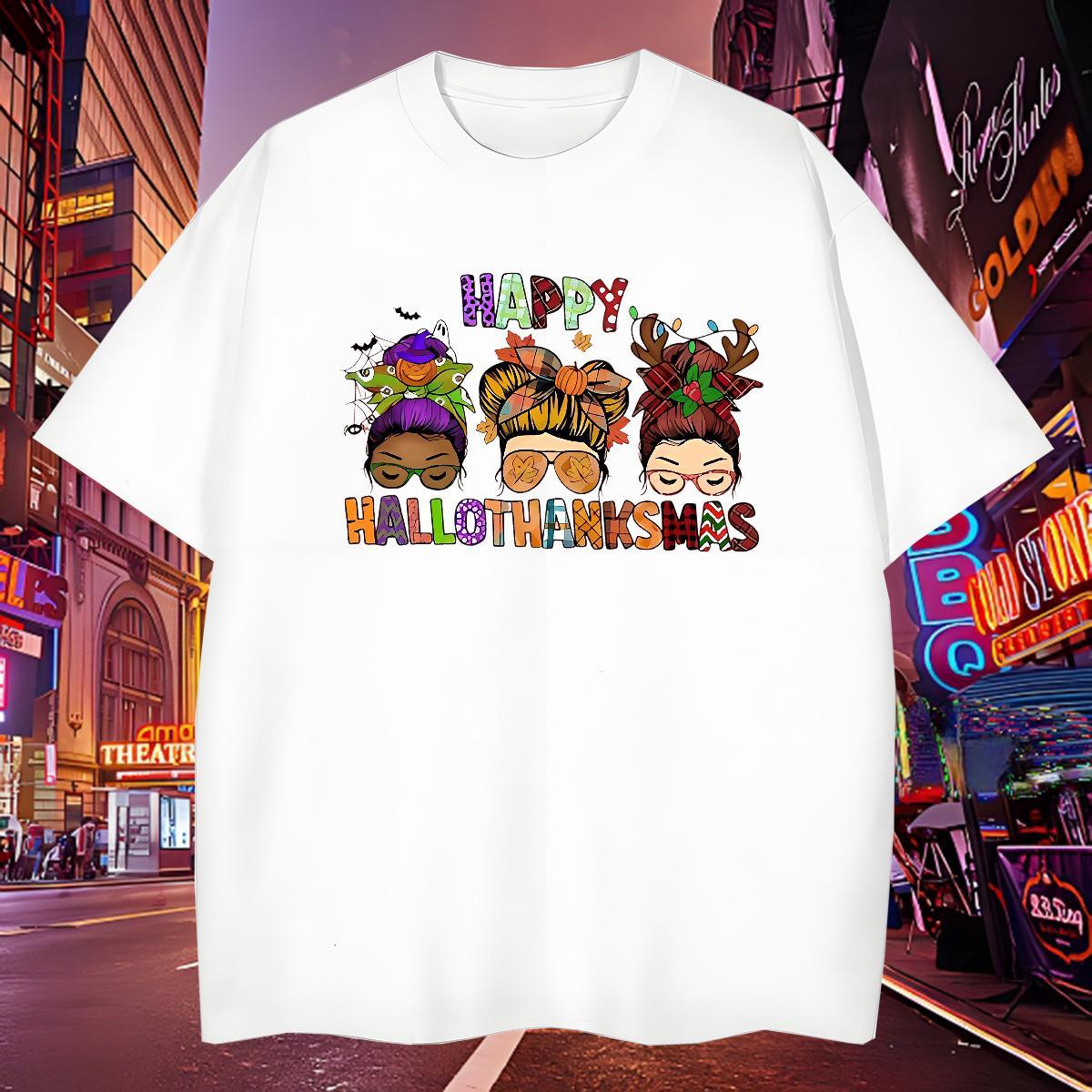 Loose Men Clothes T-Shirt 230g Pure Cotton halloween T-Shirts for Men Casual O-Neck Short Sleeve Cartoon Printing L-4XL DIY Customized Top Tees