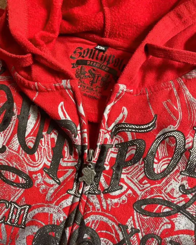 Y2k Hoodie Gothic Red Pattern Printing Harajuku Hip Hop Casual Sweatshirt Selling Personality Hoodies Mens Womens Streetwear 240806