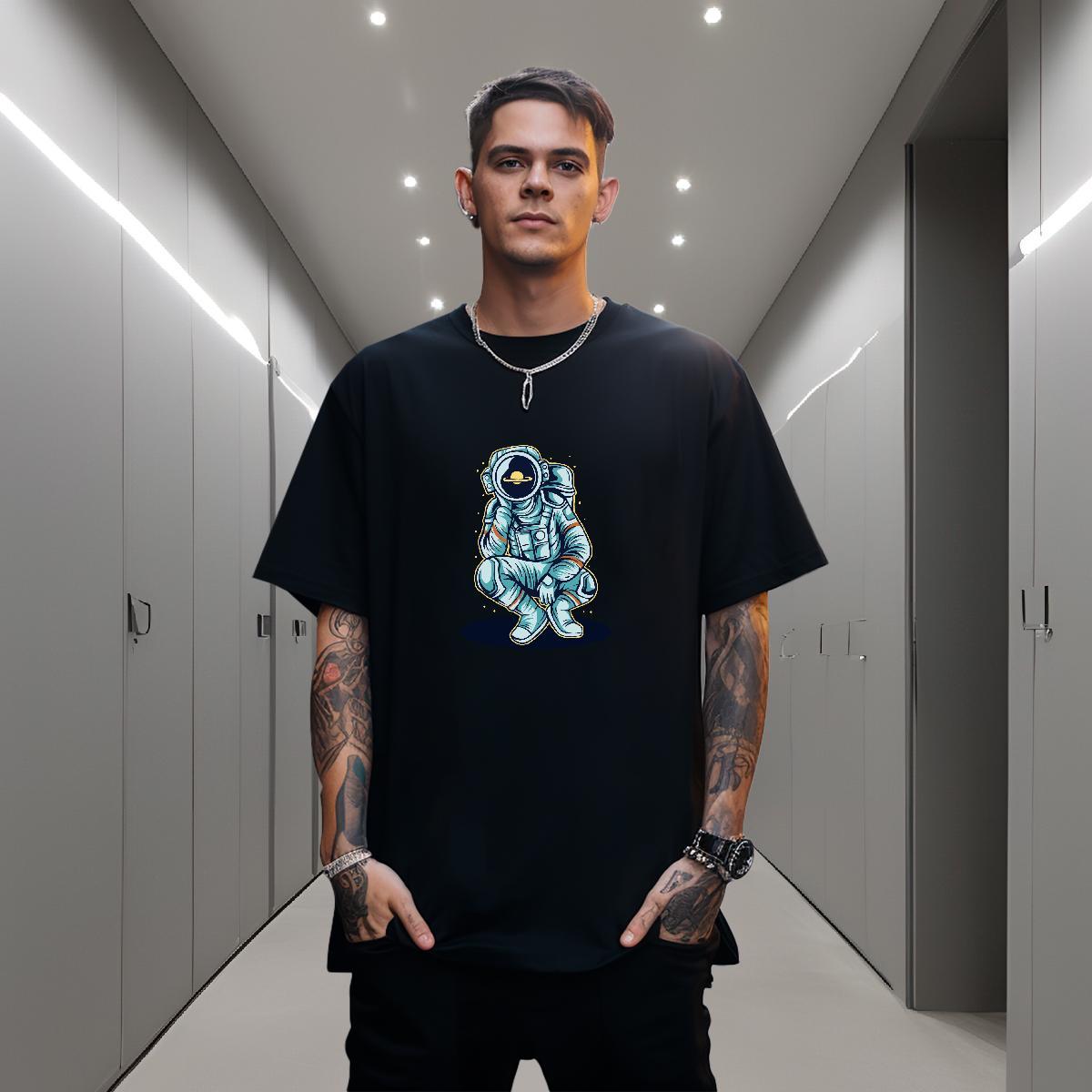 Mens T Shirts 230g Cotton universe Hip Hop Breathable Crew Neck Oversized Tshirts New Arrival Unisex Tops