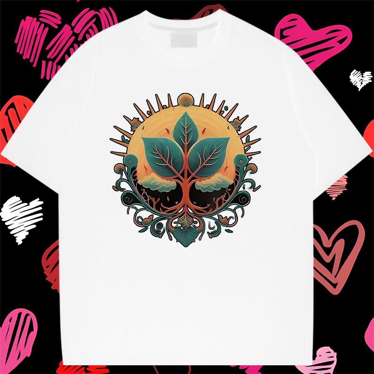 Classic Casual T Shirt For Man 100% Cotton 230g tree Sports Casual Clothings Crew Neck Breathable Cool Men Tops Tees Custom Print Oversized