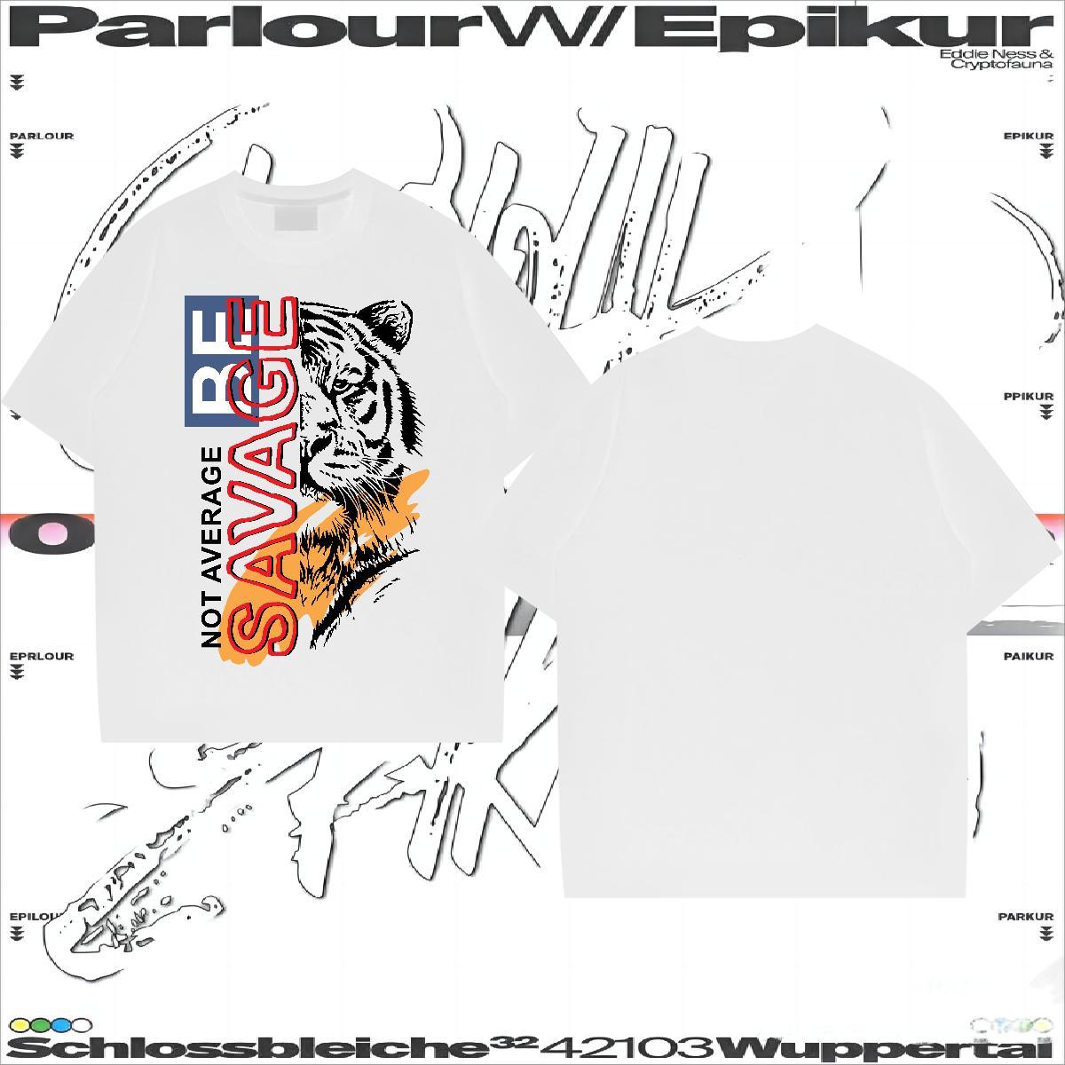 Fashion Design Men T Shirts 230g Pure Cotton tiger Home Outdoor Tops Shirt Crew Neck Comfortable Couples T Shirts DIY