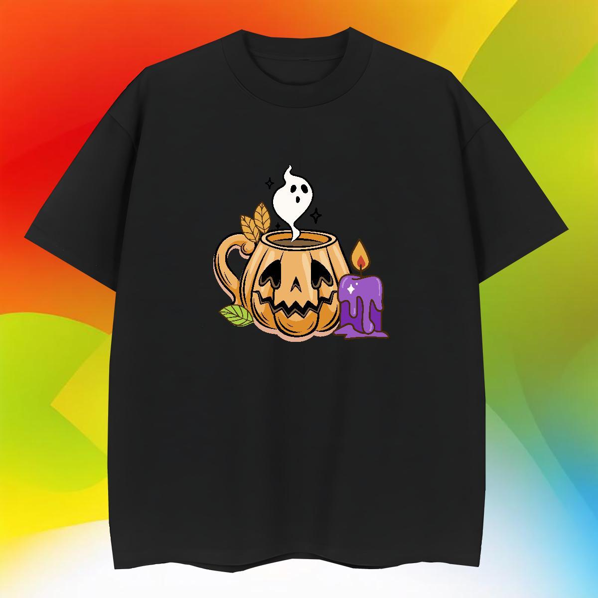 Fashion Casual T shirt 230g Pure Cotton pumpkin Home Outdoor Tops Shirt Round Neck Short Sleeve Free Shipping Mens Tshirts DIY Printed