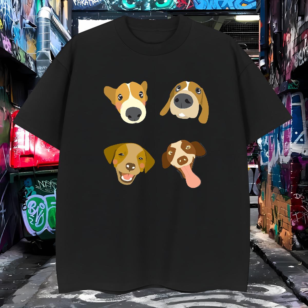 T-Shirts 230g Cotton dogs Hip Hop Street Breathable Custom Print Plus Size Tshirt for Man Woman Fashion New Soft Tees