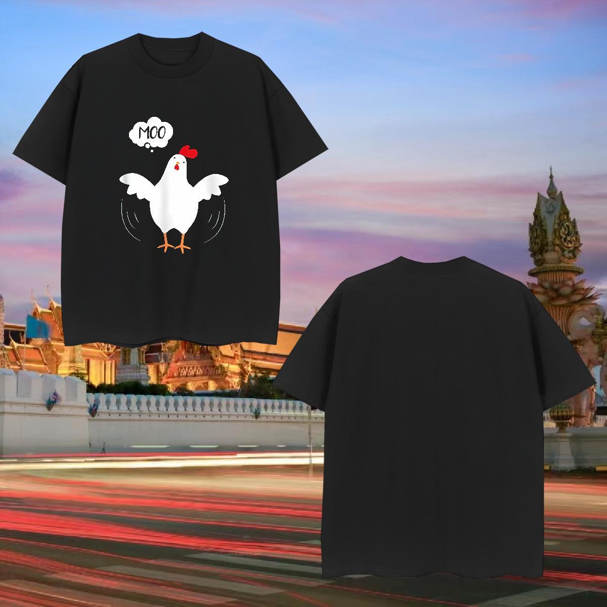 Mens T Shirts 230g Cotton chicken Casual Daily Wear Breathable Short Sleeve DIY Printed Tshirt for Man Woman Free Shipping Loose Fit Top Tees