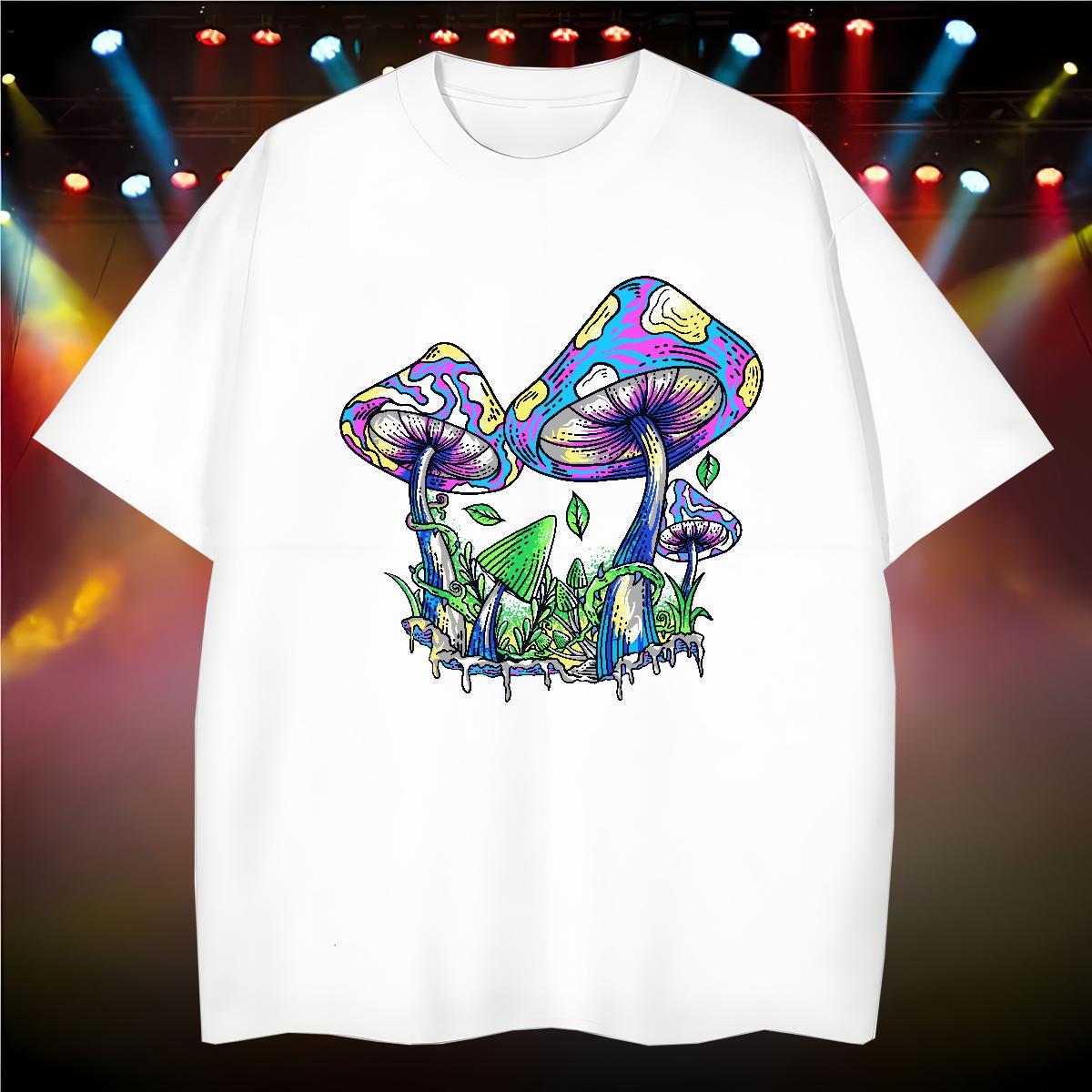 T Shirt For Man 230g Cotton mushroom Street wear Hip Hop Crew Neck DIY Logo Oversized Mens Tshirts Designer Fashion Cool Clothings