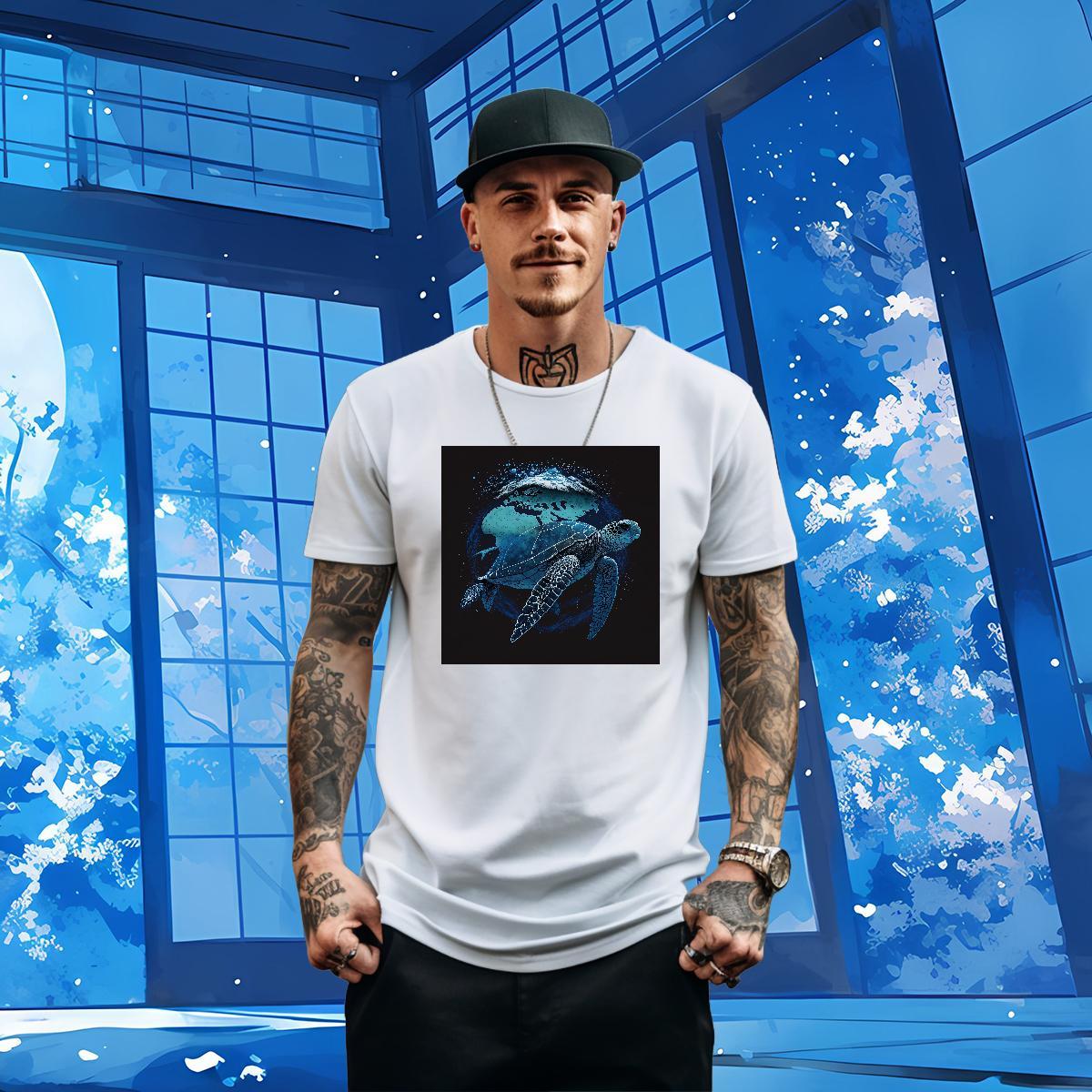 DIY Men T Shirts 230g Pure Cotton tortoise Street wear Hip Hop Tee Shirt O Neck Short Sleeves Comfortable Tshirt for Man Woman Skull