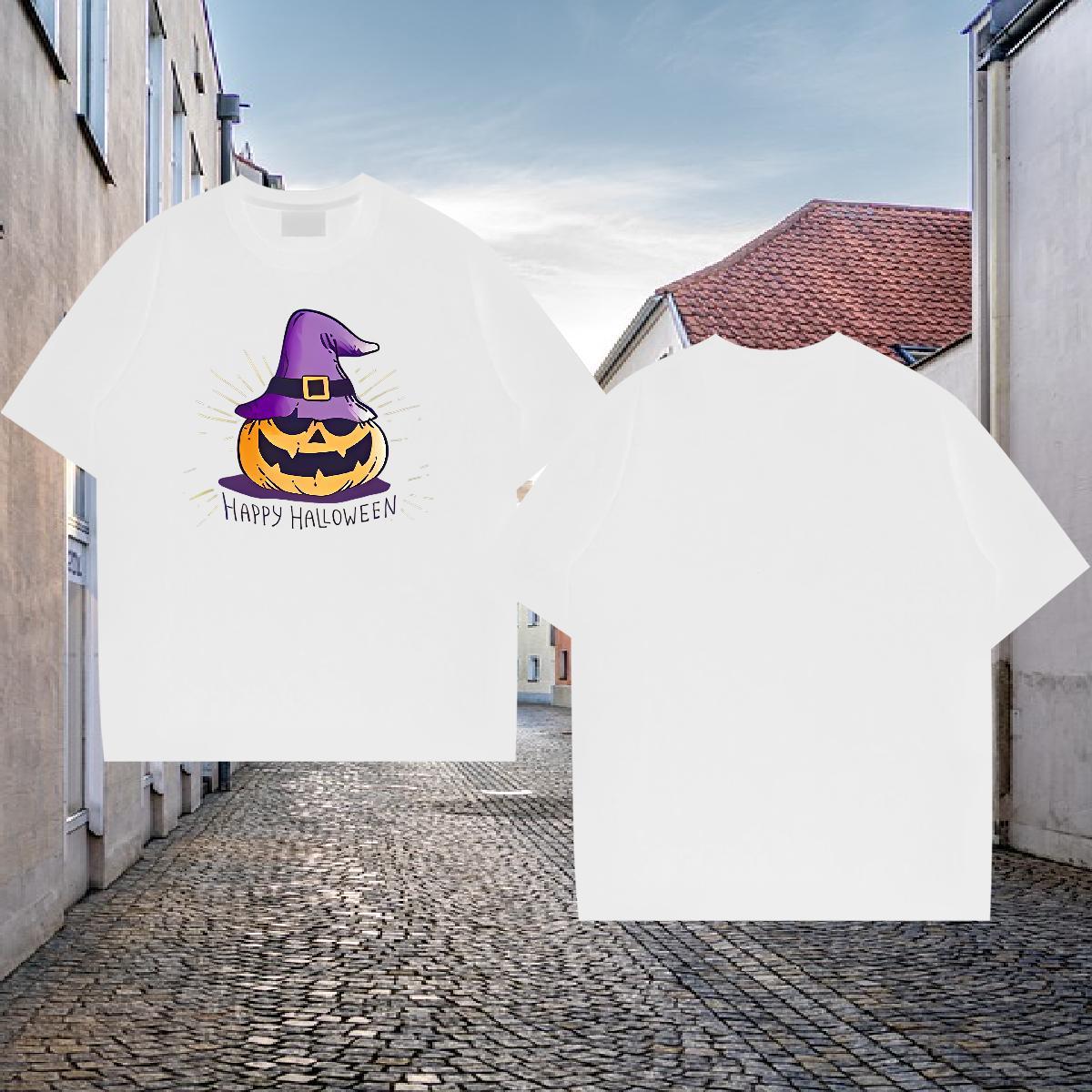 2024 Designer Men T Shirts 230g 100% Cotton halloween High Street Hip Hop Top Tees Pure Cotton Loose Fit Couples T Shirts Anime