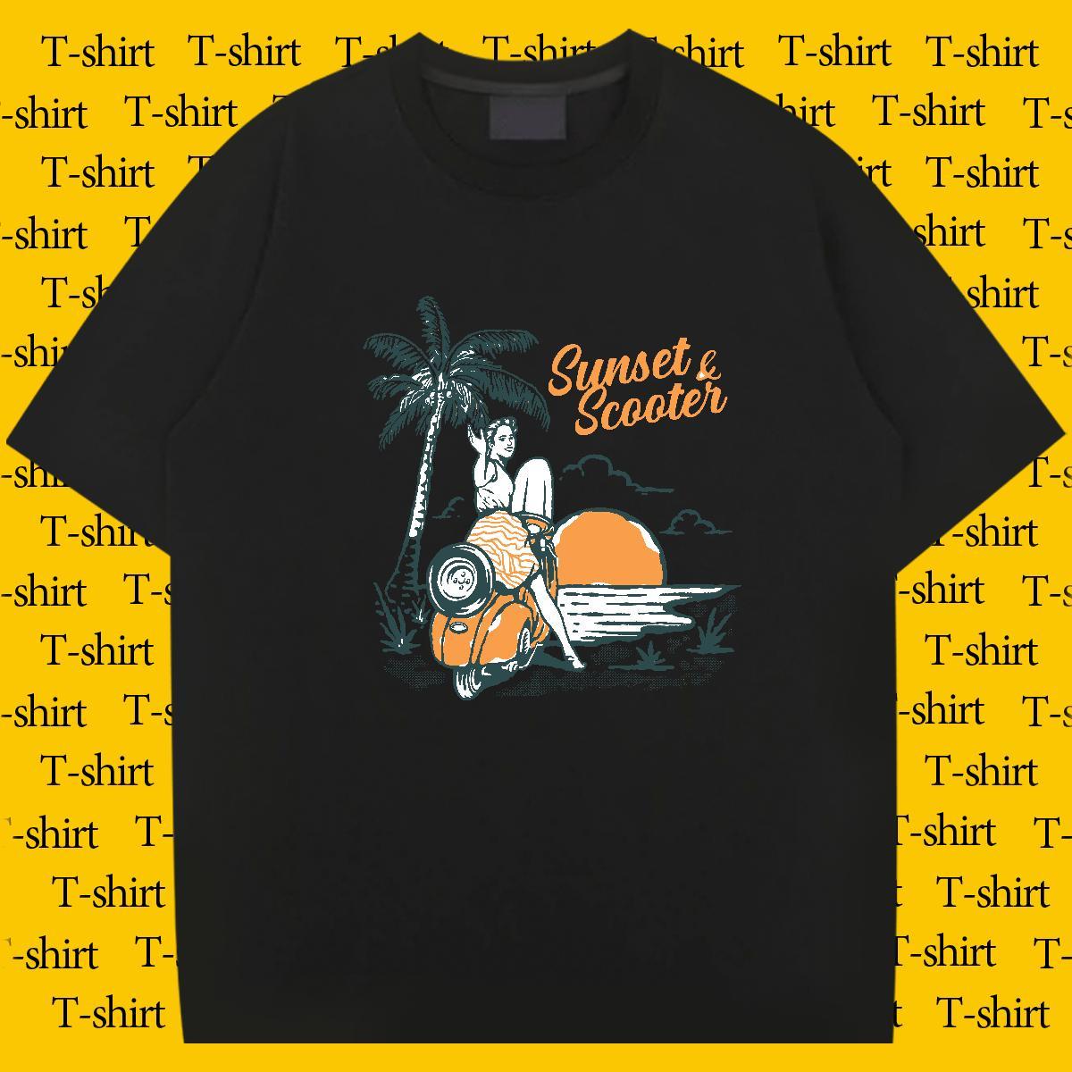 Man T Shirts 100% Cotton 230g tree Outdoor Crew Neck Cartoon Printing L-4XL Mens Tshirts 2024 Summer Cool Clothes