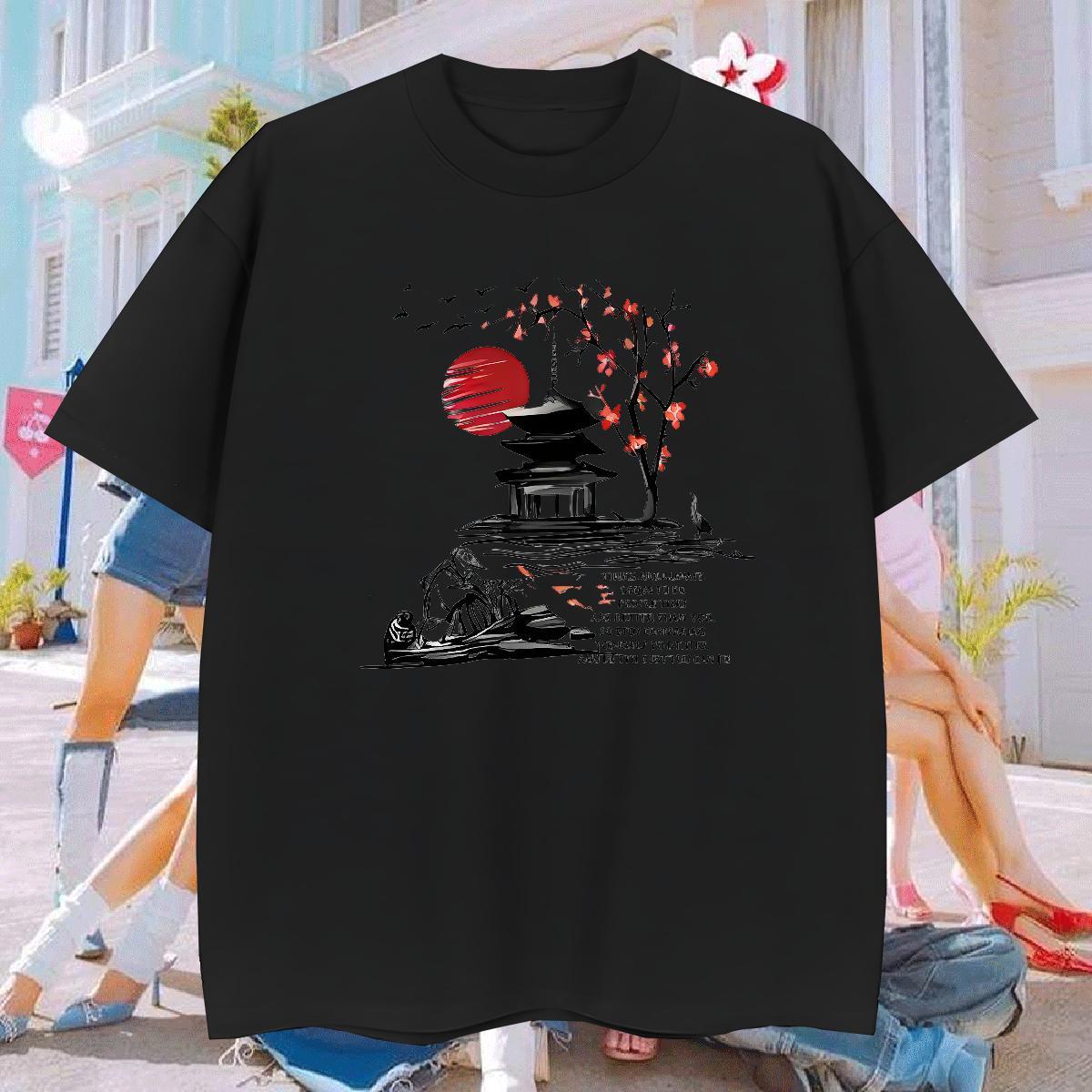 Mens T Shirts 230g Pure Cotton sun Casual Short Sleeve O-Neck Anime Men Clothes T-Shirt DIY Cool Design Tops Tees