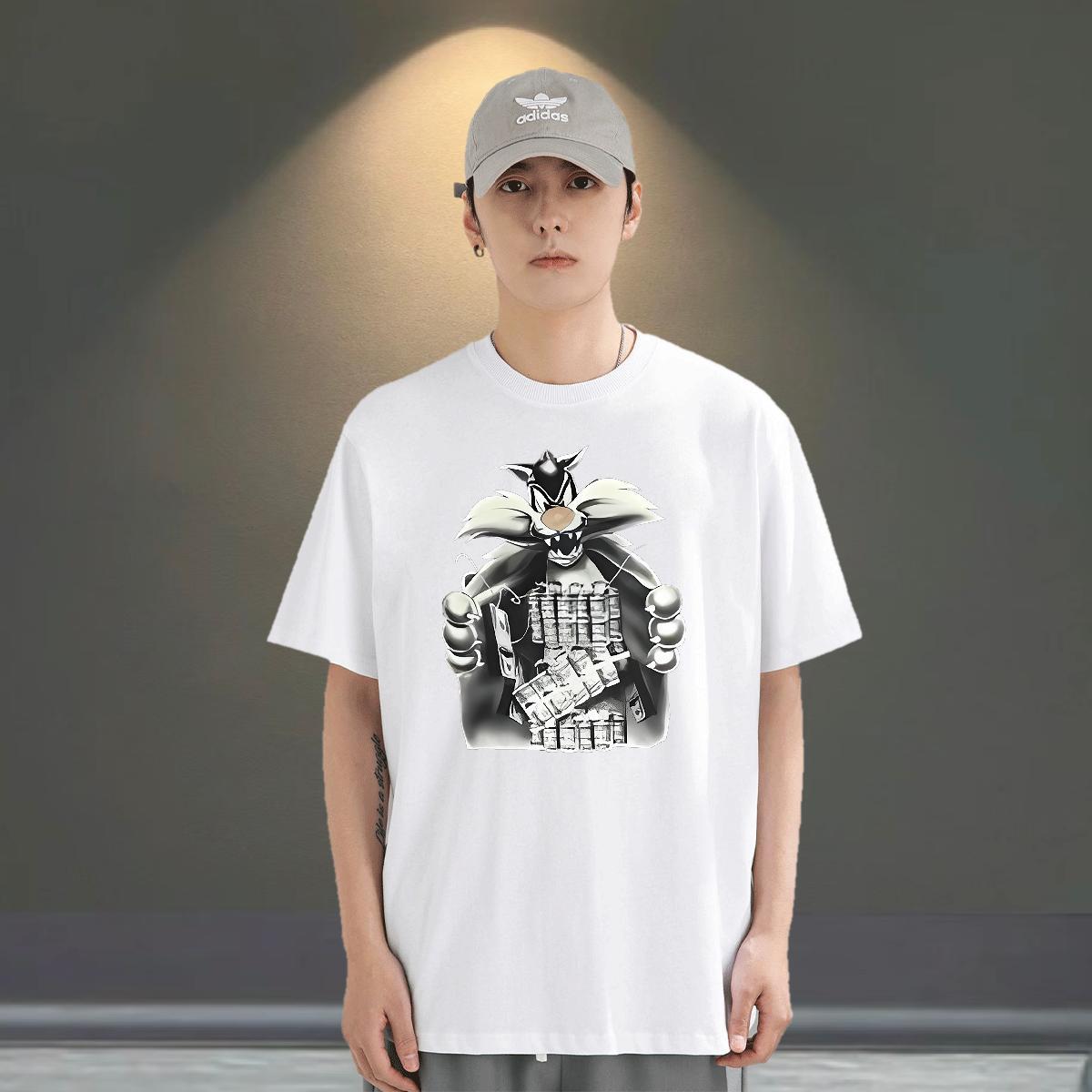 Designer Men Tshirts 230g 100% Cotton Street cat Customized Pure Cotton Classic Mens T Shirts Tops Tees