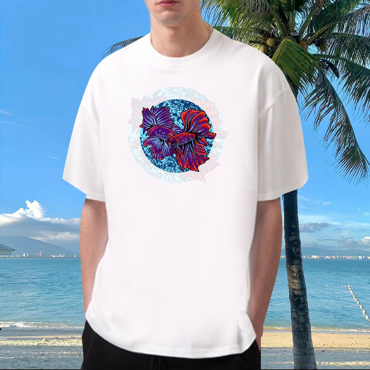 DIY Men T Shirts 100% Cotton 230g Casual Daily Wear Tee Shirt Pure Cotton Comfortable Couples T Shirts Anime