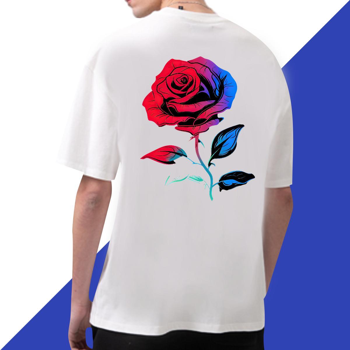 Fashion Design T Shirts Men 230g Pure Cotton ROSE Outdoor Top Tees O Neck Short Sleeves Free Shipping Tshirts Oversized 3XL 4XL