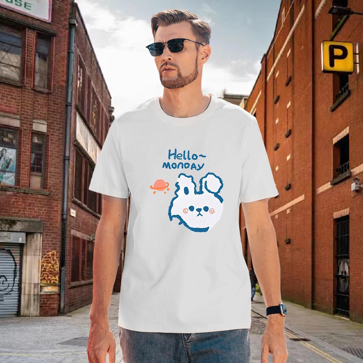 Wholesale Men Tees 100% Cotton 230g rabbit T Shirt For Man Anime Printing Street Crew Neck Breathable Customized Print Free Shipping Tees Shirts