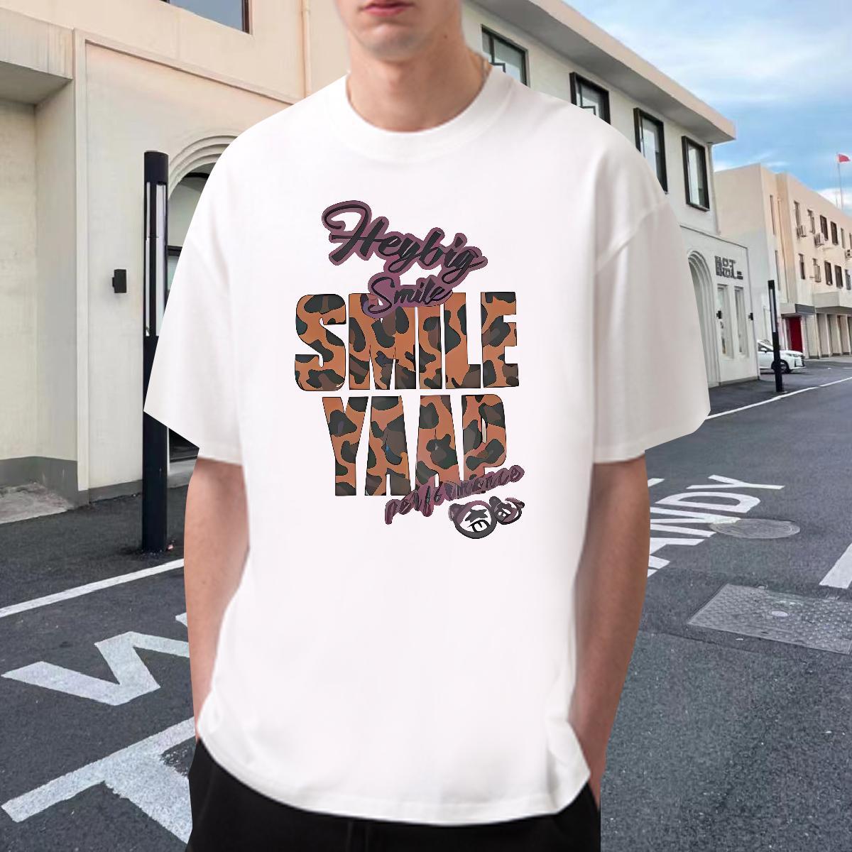 Free Shipping Men Tshirts 230g Pure Cotton Hip Hop Street letter Custom Print Oversized Breathable Crew Neck Customized Mens T Shirts Clothes