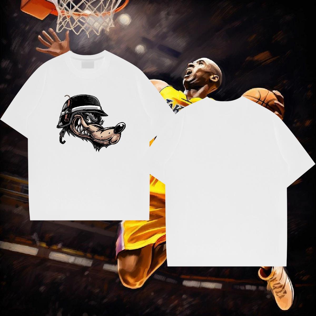 Designer T-Shirts 230g 100% Cotton wolf Street wear Hip Hop Tees Shirts Short Sleeve Soft Unisex Mens Tshirts Skull