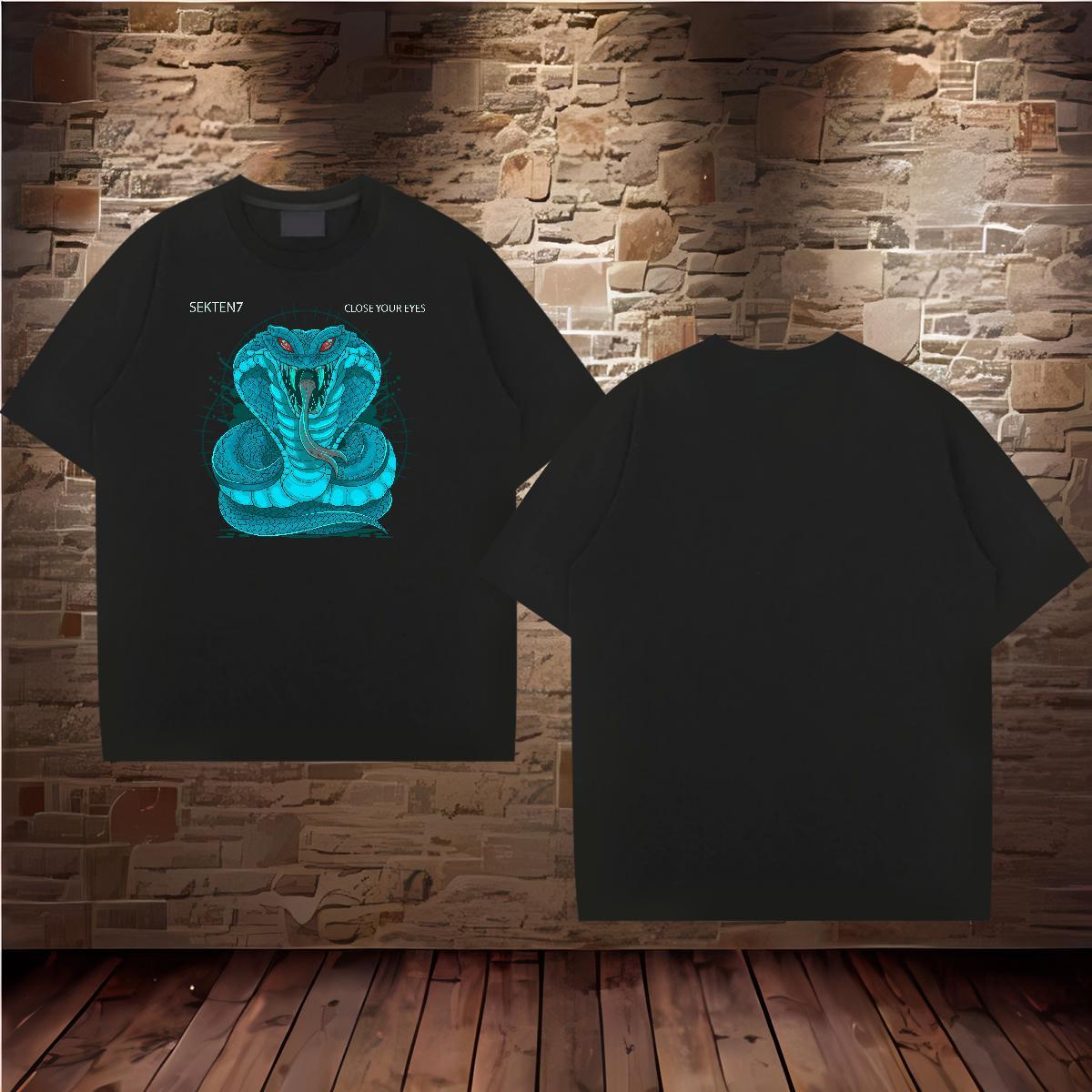Fashion New T Shirts Men 100% Cotton 230g snake Daily Outfit Polos Short Sleeve Soft Loose Fit Tshirts DIY Printed
