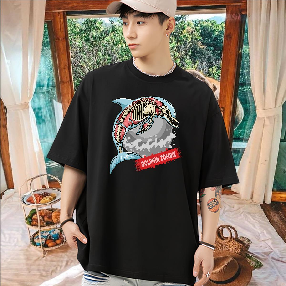 Casual New Man T Shirts 100% Cotton 230g Halloween Street Wear Polos Crew Neck Breathable Soft Men Tees Custom Printing