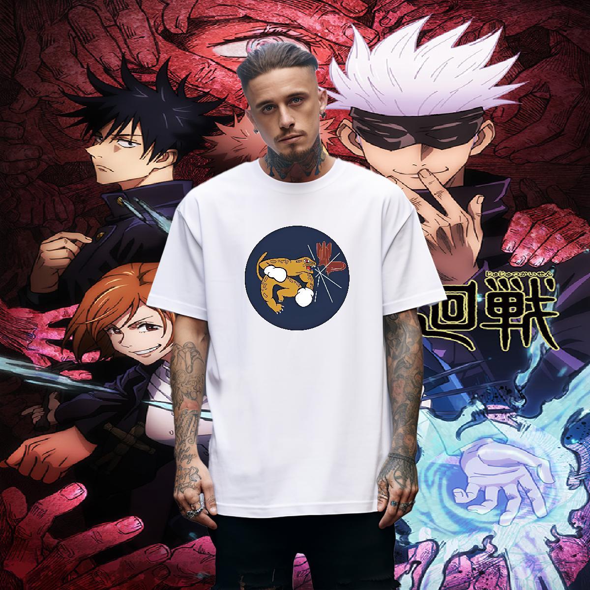 Cool Design Couples T Shirts 230g Pure Cotton dinosaur T shirt Hip Hop Round Neck Short Sleeve Anime Print Customized Tees