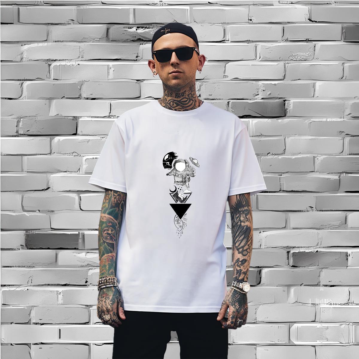 T Shirts Men 230g Cotton universe Street Wear Breathable Short Sleeve Customized Print Men Tees Stylist Cool Top Tees