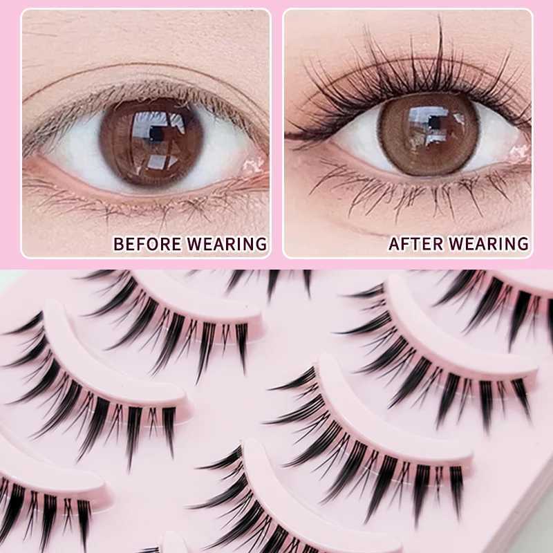 DINGSEN False Eyelash Animation Eyelash 5 pairs of Little Devil Eyelash Natural Daily Makeup Manga Eyelash Transparent Strap Eyelash W240803