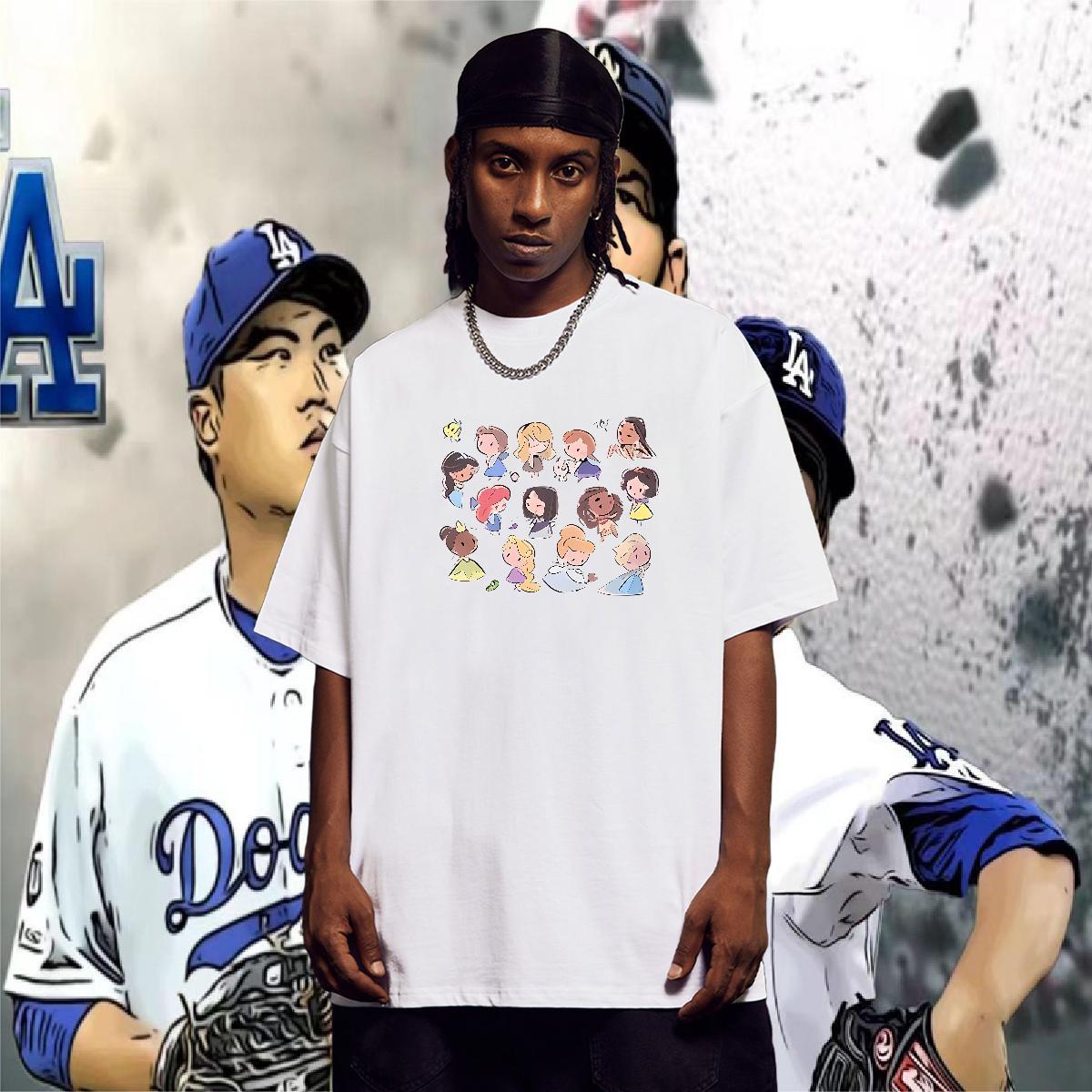 Man T Shirts 230g Cotton painting Street Casual O-Neck Short Sleeve Black White Men Tops Tees DIY Free Shipping Tee Shirt