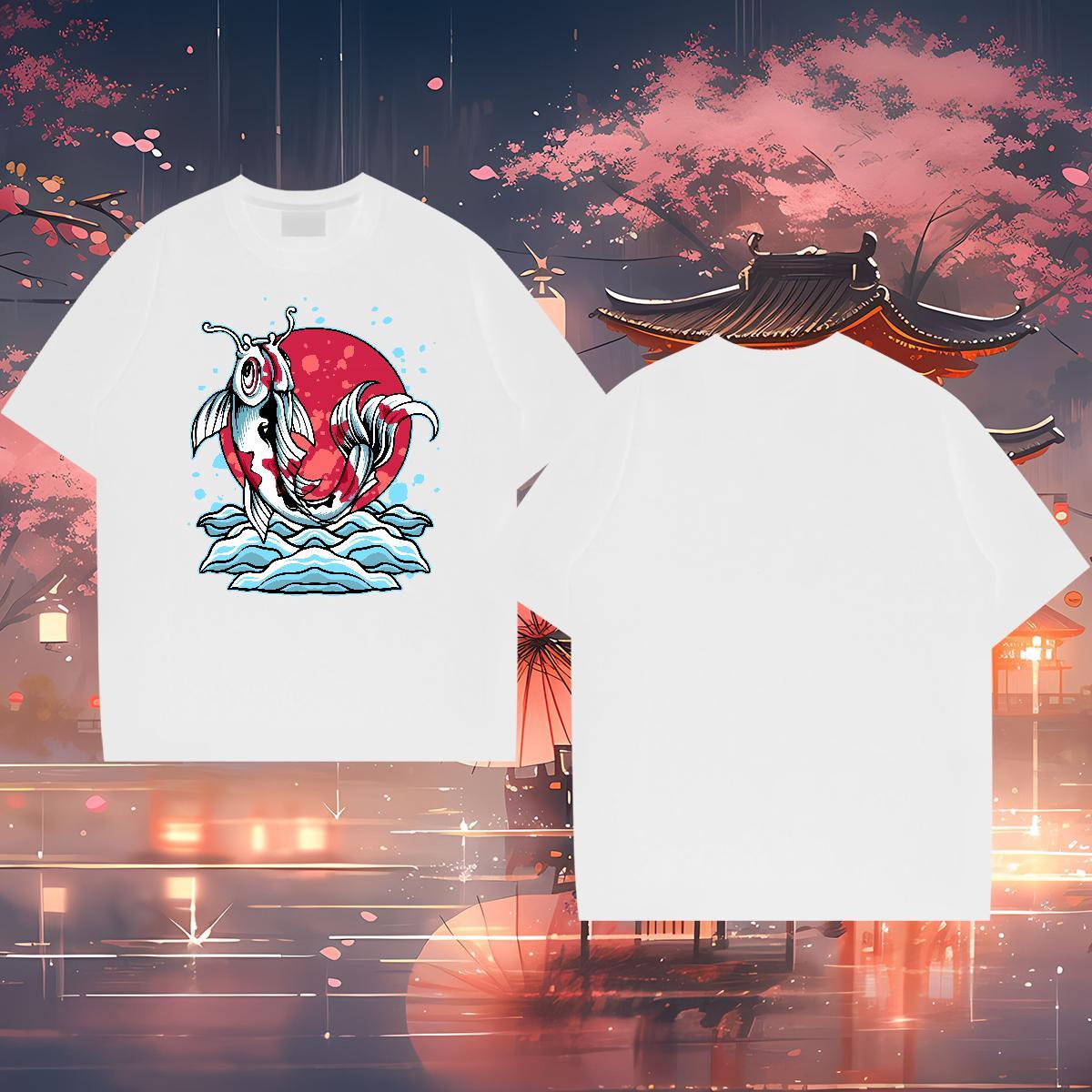 DIY T-Shirts 230g Cotton Daily Wear Tees Shirts Crew Neck Breathable Loose Fit Tshirts Anime