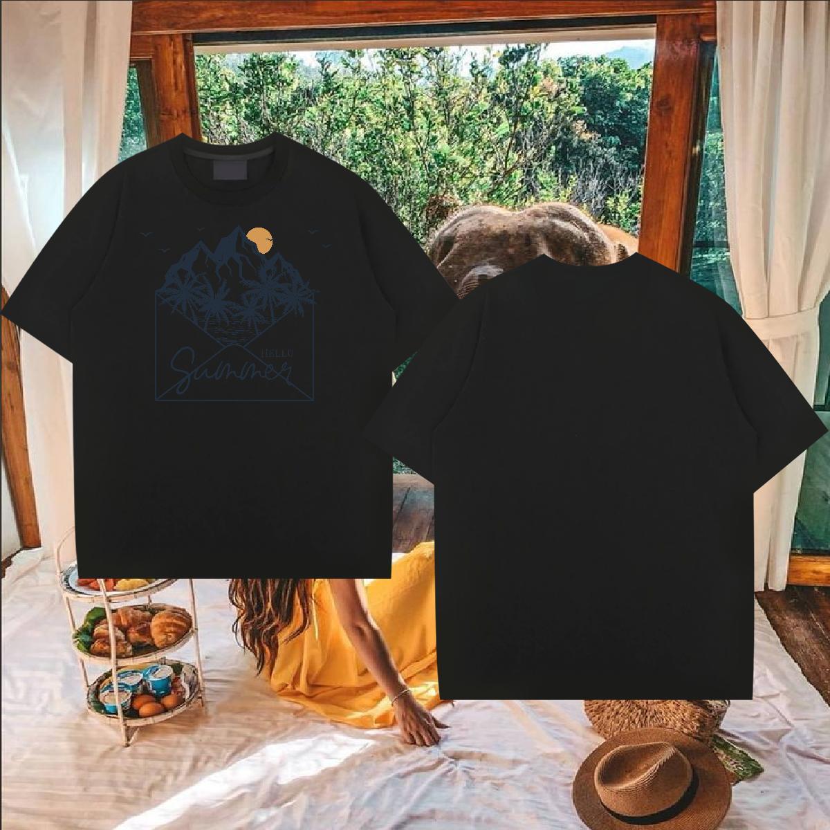 Designer Man T Shirts 100% Cotton 230g sun Outdoor Tops Shirt O Neck Short Sleeves Cool Couples T Shirts White Plus Size