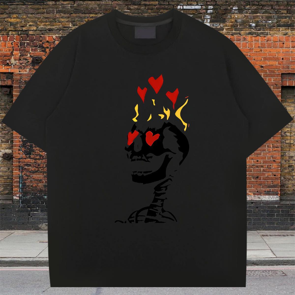 2024 Man T Shirts skull Tops Tees 100% Cotton 230g Street Soft Oversized 4XL Breathable Soft Tshirts