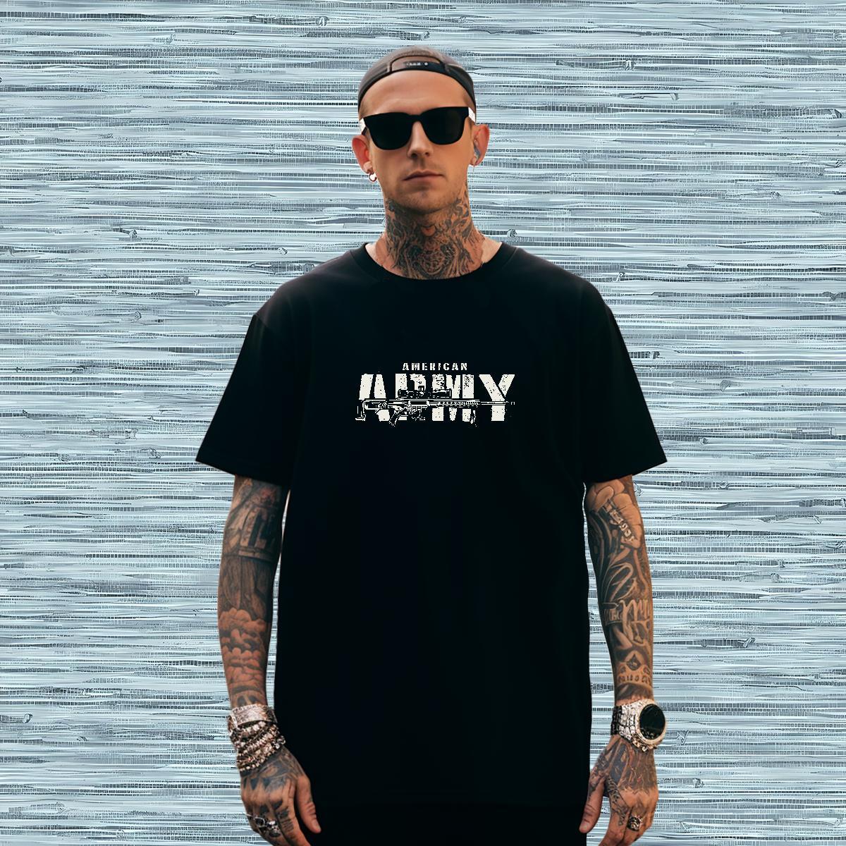 Men T Shirts 230g Pure Cotton pistol Beach Short Sleeve O-Neck Plus Size Cartoon Men Tshirts Custom Unisex Top Tees