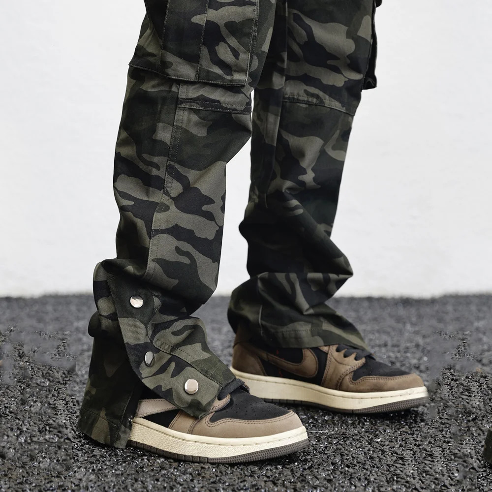 Camouflage Cargo Pants Loose Casual Multipocket Baggy Elastic Waist Wideleg summer High Street jogger Hiking fatigue trousers 240806