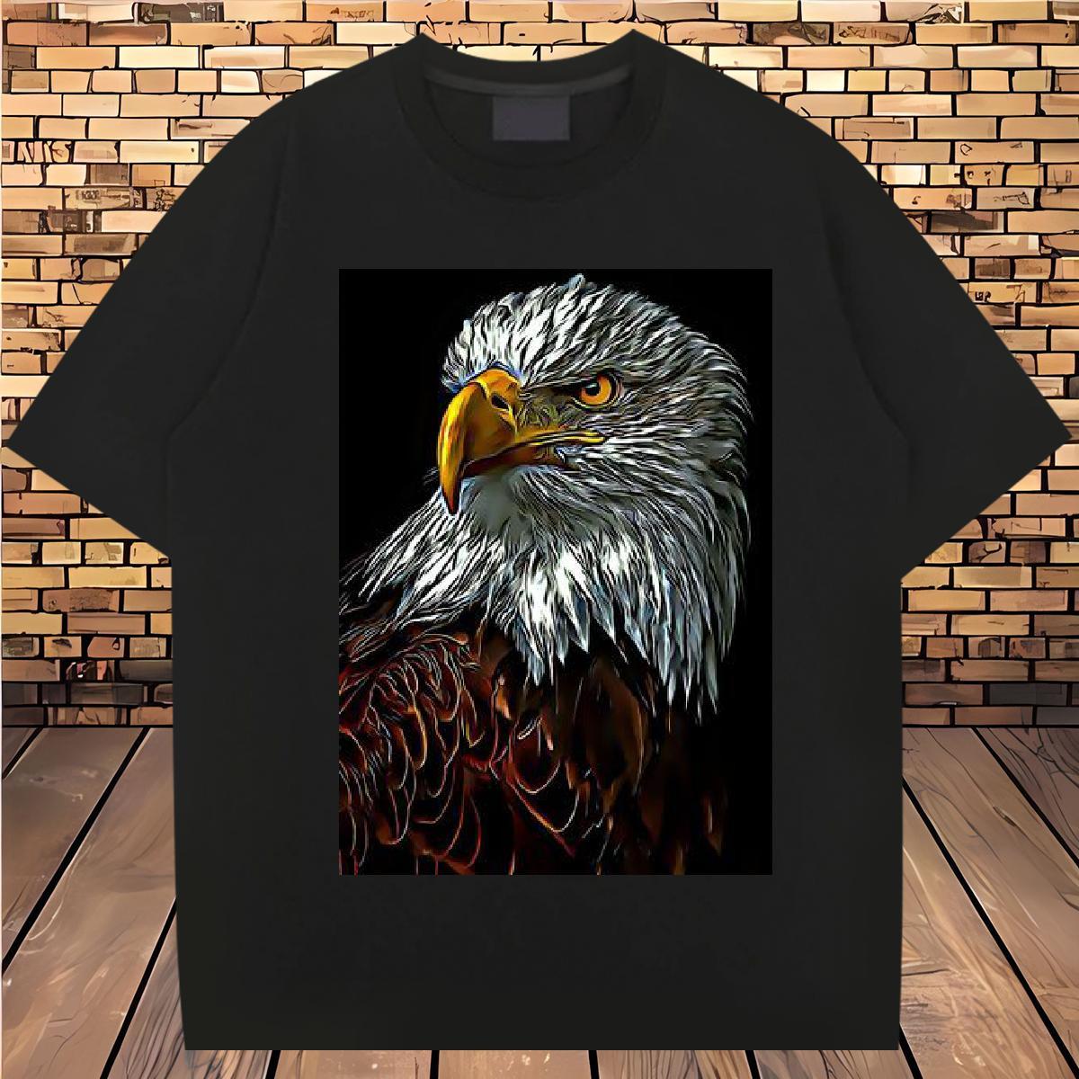 New Designer T shirt 230g 100% Cotton eagle High Street Hip Hop Tops Shirt Breathable Short Sleeve Wholesale Tshirts Custom Printed