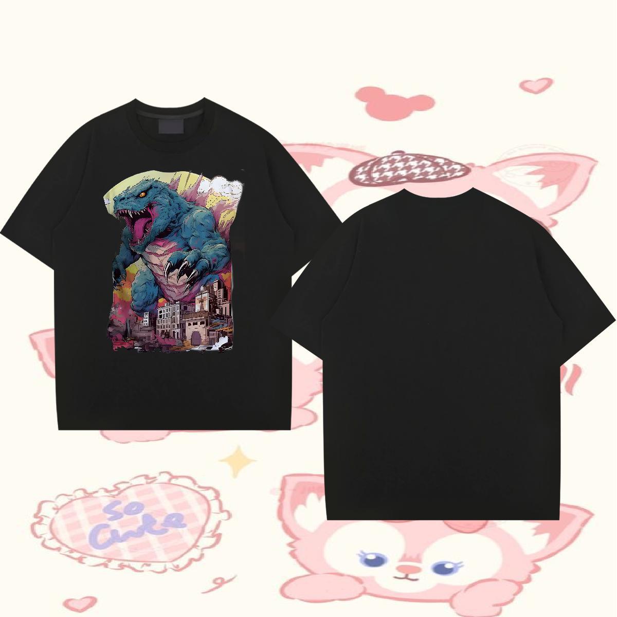 Brand T-Shirts for Men 230g Pure Cotton dinosaur Street Top Tees Crew Neck Breathable Cool Design Tshirt for Man Woman Oversized