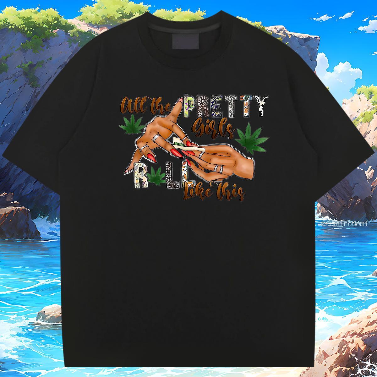 T Shirts Men 100% Cotton 230g hands Beach Breathable Short Sleeve Anime Print Men Tees Casual New Brand Polos