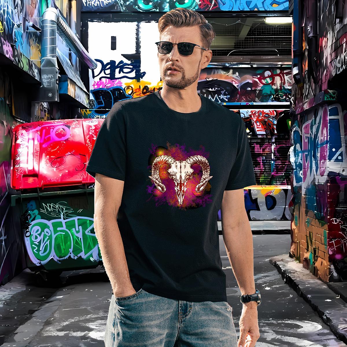 Wholesale T shirt 230g 100% Cotton sheep Beach Wear Breathable Short Sleeve High Quality Men Clothes T-Shirt Anime