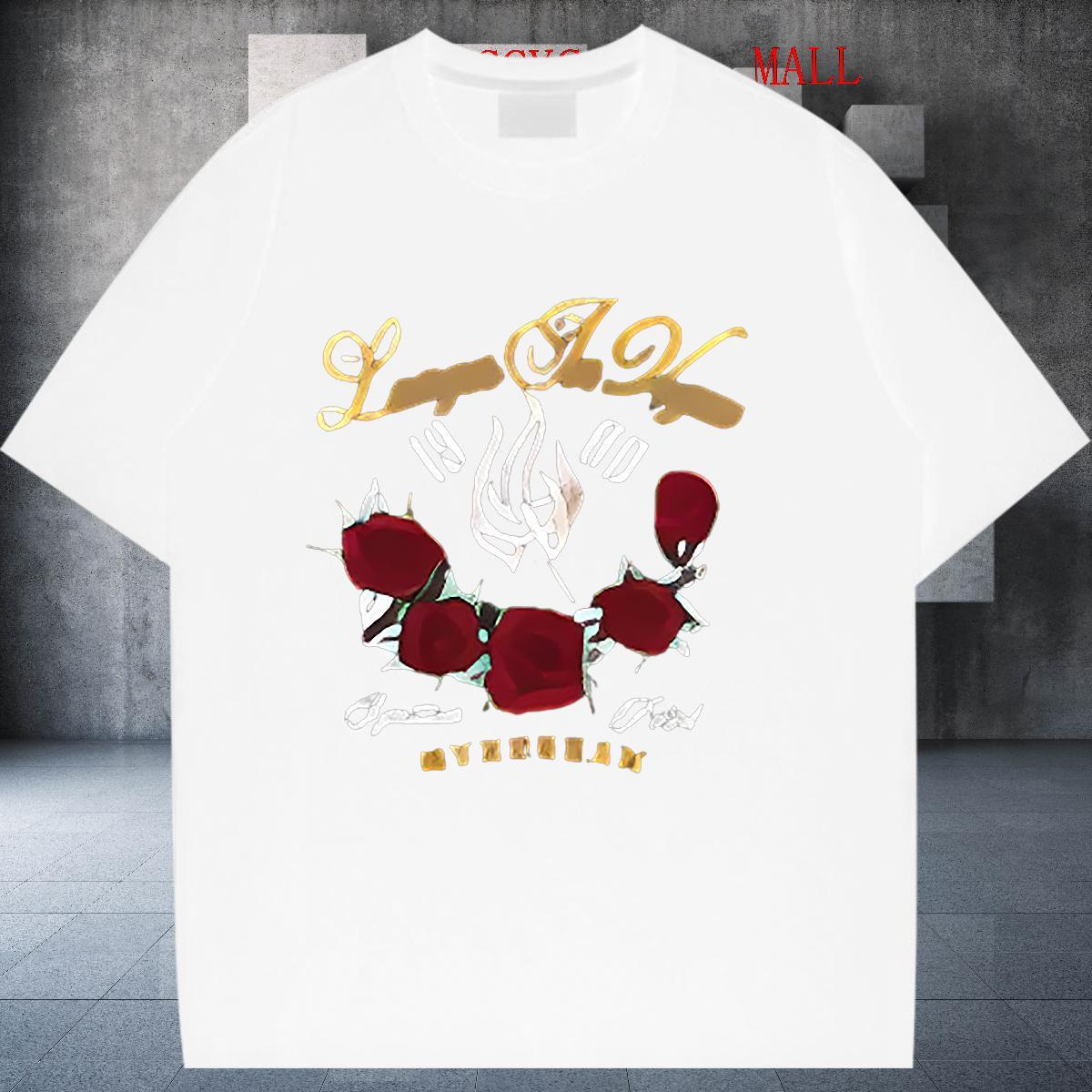 Nice T shirt Breathable Crew Neck Couples T Shirts Black Oversized ROSE Daily Wear 230g Pure Cotton DIY Tops Tees