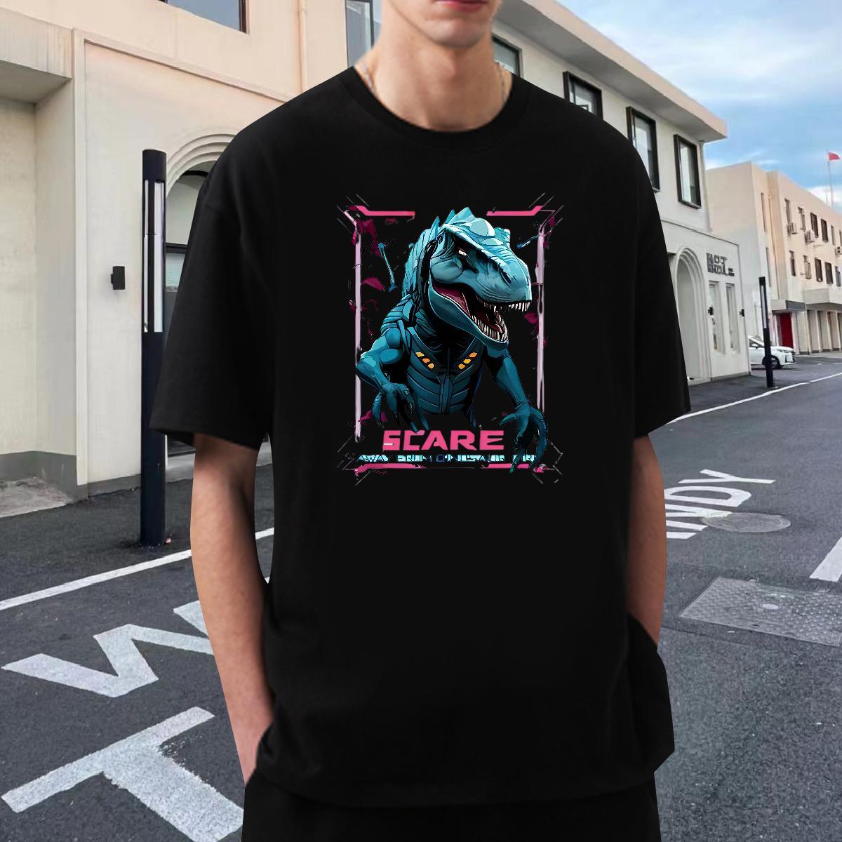 Unisex Tshirts 230g Cotton Hip Hop dinosaur Custom Printing Breathable Soft Casual New Man T Shirts Wear