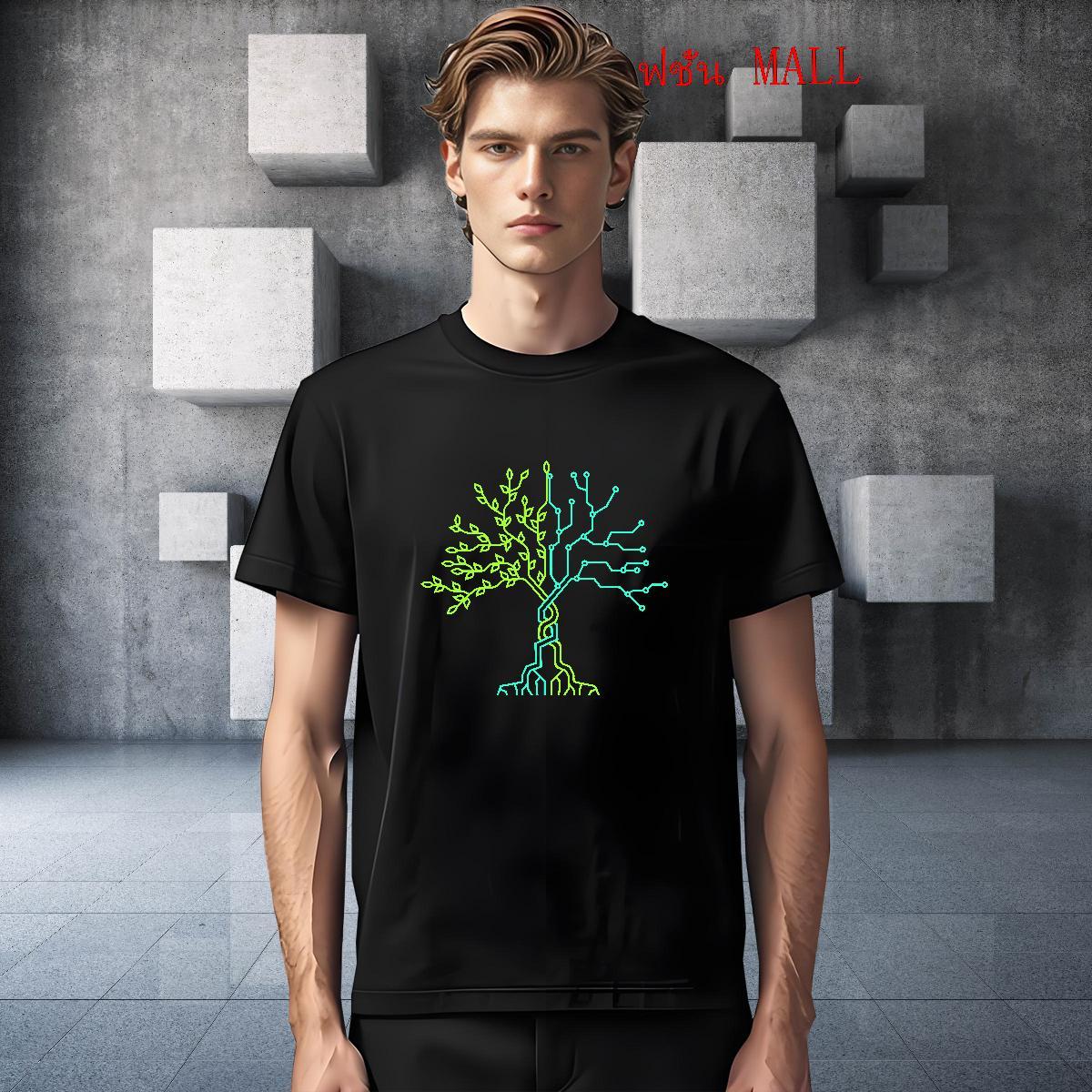 Free Shipping T Shirts Men 230g Cotton tree Daily Wear Clothes Crew Neck Loose Tshirts Custom Big Size