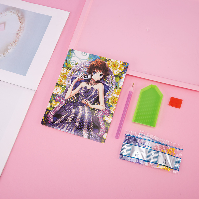 DIY Diamond Painting Creative Cartoon Girl Puzzle Diamond Stickers Material Pack Set for Children's Handmade Fun Stickers Random delivery of styl